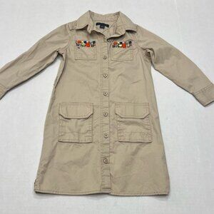 Tommy Hilfiger Youth Girls Tan Gem Utility Cargo Long Sleeve Dress Size 5